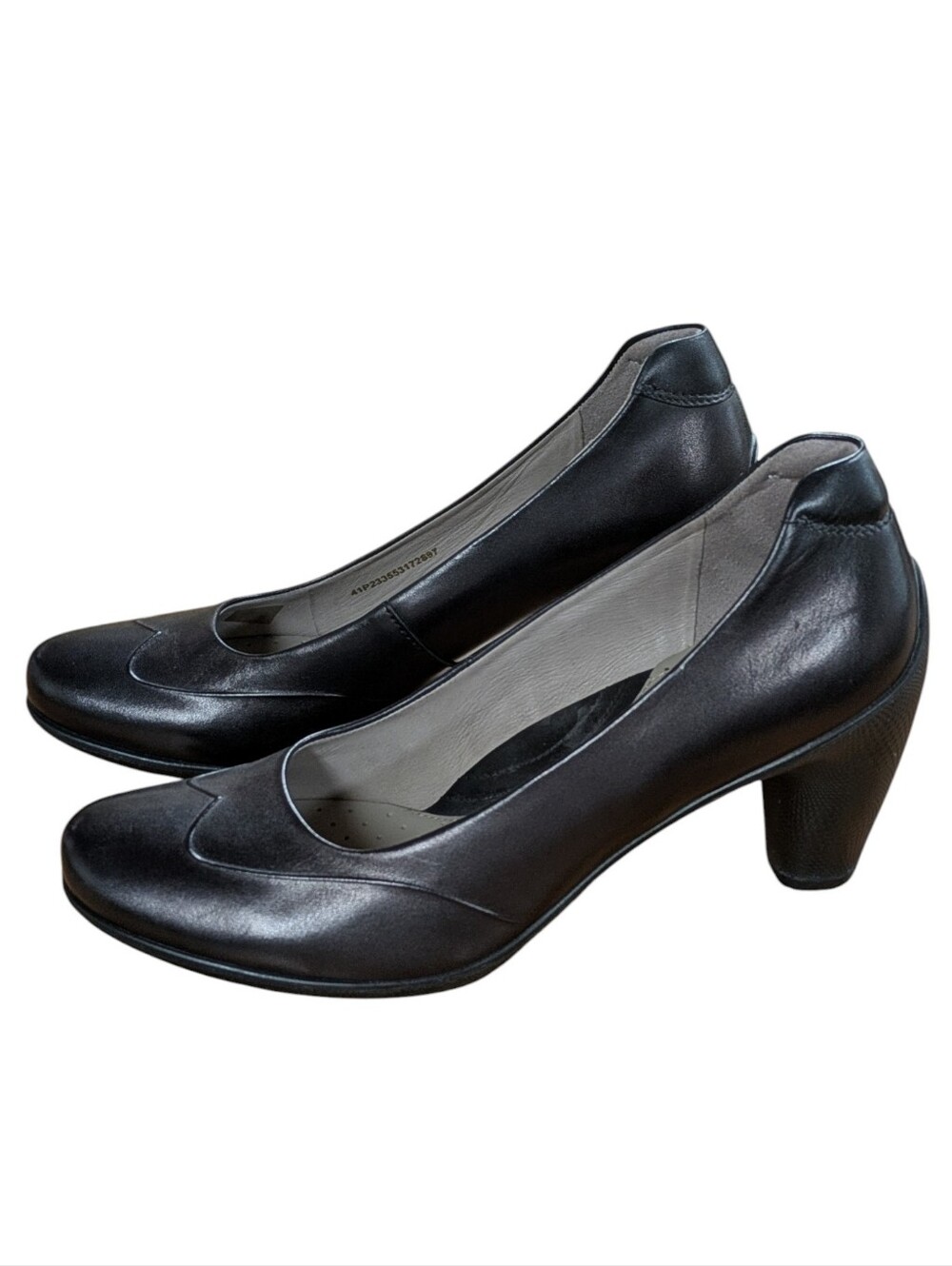 Ecco Sculptured Black Leather Pumps Size 41